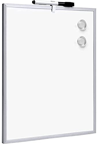 Raylu Paper® - Kleiner magnetischer Whiteboard mit Aluminiumrahmen für Zuhause und Büro, inkl. schwarzem Marker mit Radiergummi, Magnet und Pads zur Wandmontage (35 x 28 cm)