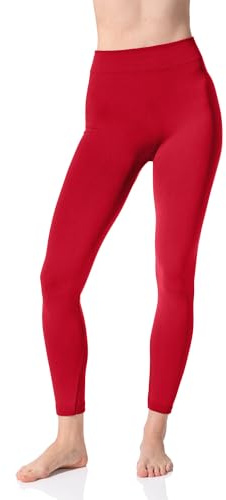 Termoleggings fodrade damleggings med innerfleece i 2-pack, vinter sömlös termoleggings i svart antracit melerad brun röd marinblå, 2-pack röd, 48-50