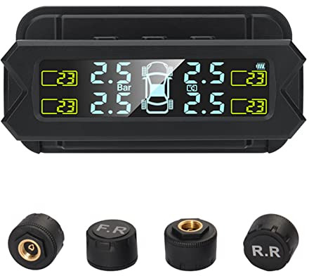 Shkalacar USB/Solar TPMS 0-81 PSI Reifendrucküberwachungssystem mit 4 Sensoren, 5 Alarmmodi, LCD-Display mit automatischer Hintergrundbeleuchtung für Auto Limousine SUV MPV(Externar Aktualisierte)
