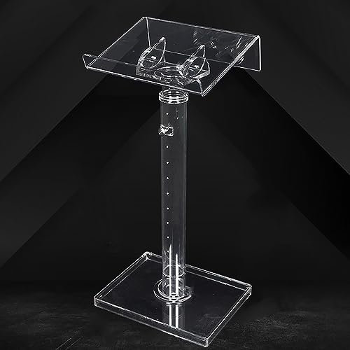POWRZZZY Podium Incliné Pupitre Conférence Lutrin de Présentation Podium Transparent sur Pied Transparent Podium Conférencier Public au Sol avec Butée de Bord pour Les ÉGlises d'affaires Et d'accueil