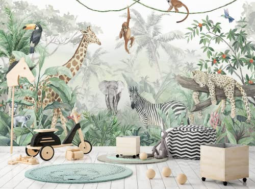 Papier Peint Panoramique Chambre D'Enfant Jungle Animal Baby Room 3D Poster Mural pour Salon Chambre Décoration Murale