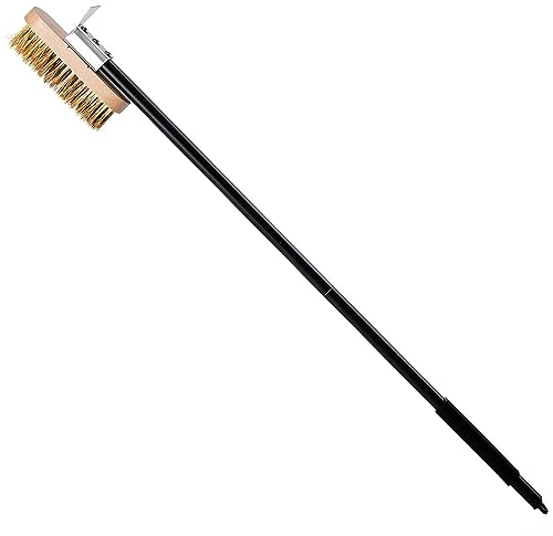 Pizzaofenbürste, Pizzastein Reinigungsbürste mit Schaber Messingborsten Pizzabürste Einstellbare Barbecue Grill Reinigung Küchenwerkzeug