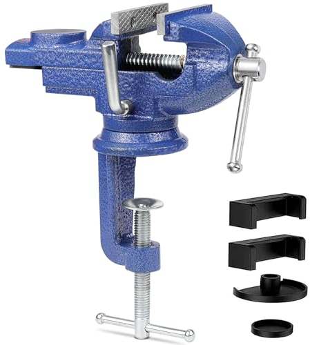 360° Schraubstock Drehbar Tischschraubstock mit Amboss und Achse, Backenbreite 75mm Spannweite 70mm für Werkbankschraubstock Holzbearbeitung Bohren Schneiden Metallbearbeitung