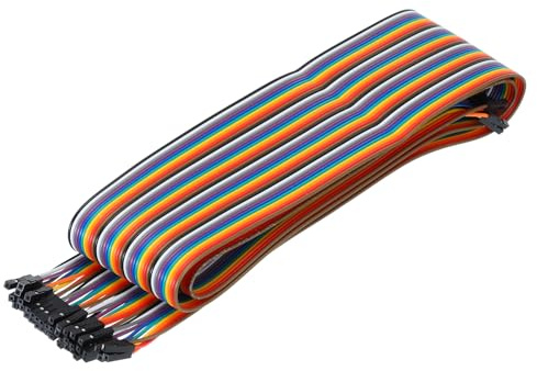sourcing map Female to Female 40Pin Breadboard Jumper Wire 2.54mm Pitch Ribbon Cable 100cm Long Electronics Breadboard Ribbon Cables for Breadboard Electronic Projects Pack of 1