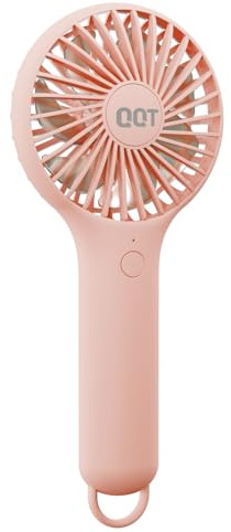 QQT Mini Handheld Fan, Small Personal Fan with 3 Speeds, Portable Battery Operated, USB Rechargeable Makeup Eyelash Dryer, Strong Airflow for Travel, Office, Outdoor, Women, Men, and Kids(Pink)