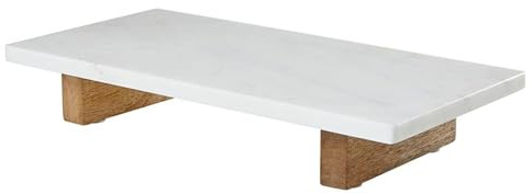 Santa Barbara Design Studio Marmor-Charcuterie Boards Käsebrett mit Fuß, 40 cm L x 20,3 cm B x 6,3 cm H, Weiß
