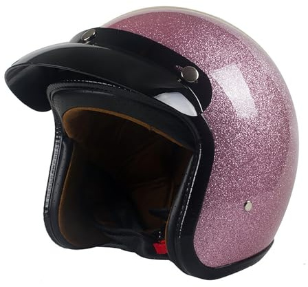 EBAYIN Retro Jethelm DOT ECE-Zertifiziert Herren Damen 3/4 Jethelm Vintage Rollerhelm Pilotenhelm (Pink, S=55-56cm)