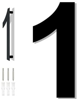 HKFENG 8 inch Large House Numbers Plates for Outside Floating Stainless Steel 304 Home Street Number Sign Door Numbers Screw On Address Door Number for Outside Easy to Install Matte Black