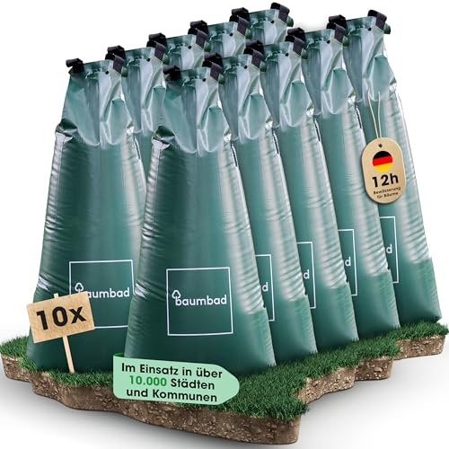 baumbad 10 Premium Bewässerungsbeutel 100 Liter, PVC UV Beständig, Baumsack zur Bewässerung in Grün, mit Umweltfreundlicher Verpackung