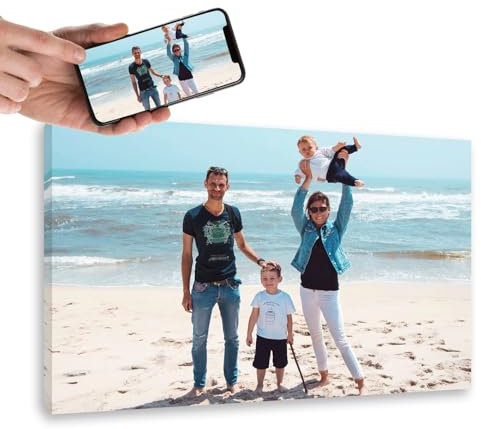 OOPS Cuadro personalizado con tu foto - Lienzo impreso con foto en BASTIDOR 35mm DE GROSOR (30x20, Solo cuadro)