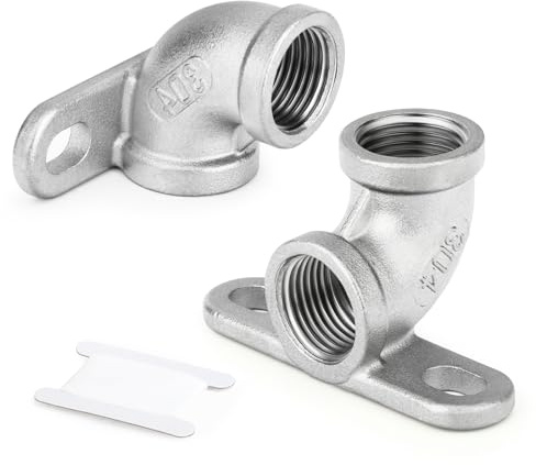 ERGAOBOY 2 Piezas 1/2 BSP Codo Hembra con placa base, acero inoxidable 304 accesorios de fundición para conexiones de tuberías