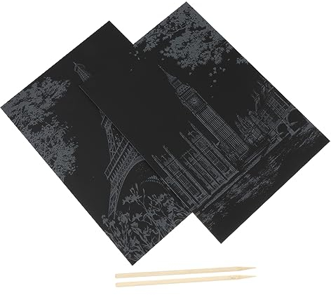BESTonZON 2stücke Buntes Kratzpapier Set Landschafts-kunst Für Fördert Kreativität Und Hand-augen-koordination Für Partys Und Familienaktivitäten