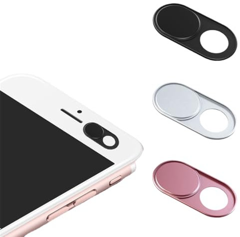 QEDBOJE Pack de 3 Cache Webcam, Cover Autocollant Coulissant, Protection de la vie privée, Frontale pour Laptop, PC, Smartphones, Tablettes, Noteboook Pro, etc. (Ultra fin) (Schwarz, Argent, Or Rose)