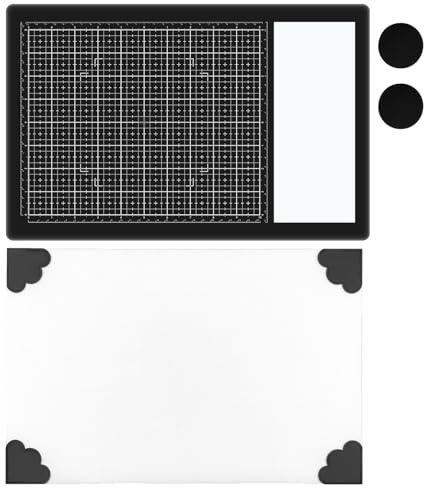 Magnetische Glas-Bastelmatte und Antihaft-Bastelmatten-Set, hitzebeständige Glas-Medien-Schneidematte mit Magneten, Gitterlinien und Messungen, zum Stempeln, Tintenmischen, Schablonieren,