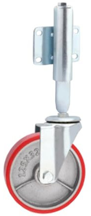 HZEPDVT 4-Zoll-Tor-Stoßdämpfer-Universalrad, einziehbar, 60 mm, Lenkrolle, Eisenkern, Polyurethan, mit Bremse, erdbebensichere Lenkrolle, 1 Stück(Universal)