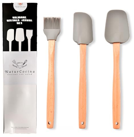 LENGUA SILICONA COCINA | Espátula Cocina | Utensilios De Cocina | Accesorios Cocina | Paleta Cocina | Pincel Silicona | Pala Cocina | Juego De 3 Antiadherente | Cuchara | Repostería | NaturCocina