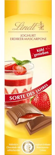 Lindt Schokolade Erdbeer Mascarpone | 100 g Tafel | Weiße Schokolade mit aromatischer Eiscafé-Créme-Füllung | Kühl genießen | Schokoladentafel | Schokoladengeschenk