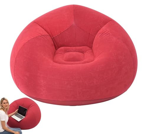 Generic Air Bean Bag Stuhl, aufblasbar, verstellbar, weich, beflockt, Rot, 110 x 110 x 85 cm, für den Innenbereich
