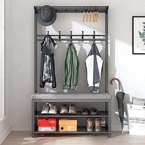 3-in-1-Garderobenleiste mit Schuhregalen, freistehend, für Schlafzimmer, Eingangsbereich, einfache Montage, 80 x 33 x 172 cm