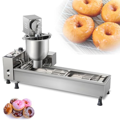 guoyjmm Commercial Automatic Donut Making Machine, 3000W Single Row Auto Doughnut Maker, 7L Hopper Donut Maker with 3 Sizes Molds, Doughnut Fryer, Intelligent Control
