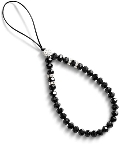 CHUQING Handykette Perlen Kurz Handyband Phone Lanyard Schwarz Handschlaufe Handy Perlenkette Anhänger Kette Handgelenk