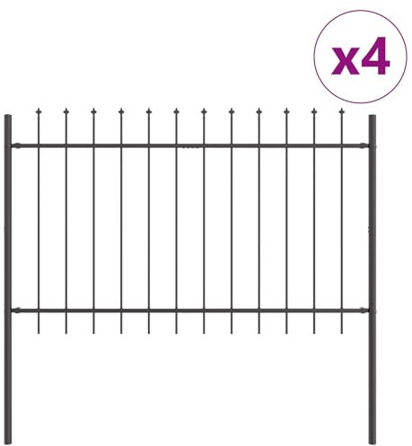 vidaxl Garden/Yard/Landscape Fence Panels - Set of 4 - Durable Grey Steel - Modern rustproof Design - 170x170 cm