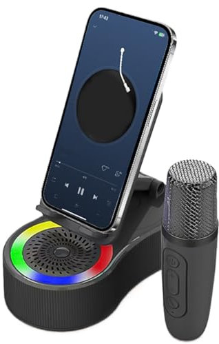 Phone Speaker Stand, Charging Speaker Holder, Cool Tech Gadgets for Car, Desk, Party, Camping, Workplace, Travel, Multifunctional Audio 44.87 Inch Black