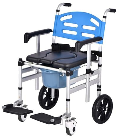 Sedia da doccia pieghevole con braccioli e ruote regolabili, sedile WC portatile per anziani e disabili, ideale per la casa e le strutture sanitarie