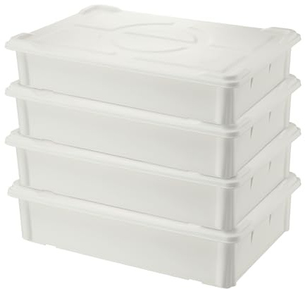 SHUNYILONG 4 Packs Large Pizza Dough Proofing Box with Lids | 22.8 D x 15.5 W x 6.1 H Bread Proofing Box | Sourdough Food Storage Containers for Bakeries | Pizza Dough Proofing Container