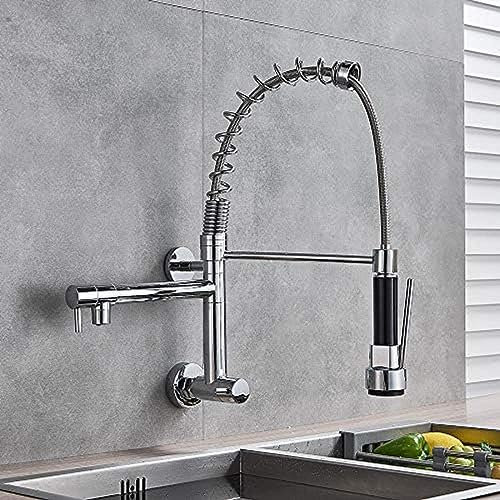 Miscelatore per lavello da Cucina in Ottone Cromato, Miscelatore per lavello a Doppia Rotazione, Rubinetto a Parete per Bagno, lavabo da appoggio, lz322