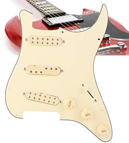Alomejor E -Gitarre -Loaded Pickguard Gesunder Plastik Pick Schutz für Gitarrenbegeisterte und Künstler Beige Metal + Plastik