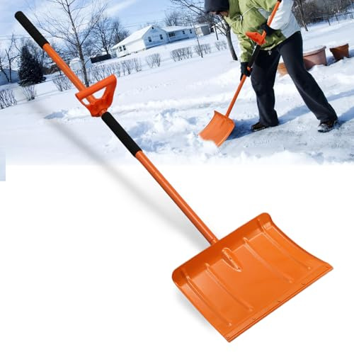 Gran Pala de Nieve portátil para el Camino de Entrada, 171CM Ajustable Pala de Nieve, 41CM Hoja Ancha Pala de Metal con Mango asistido para el Camino de Entrada Pasarela Coche y Patio Quitar la Nieve