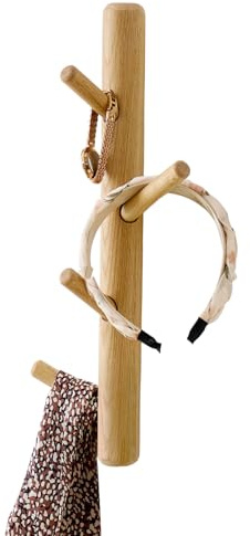 OAKERLAND Wandgarderobe Eiche Holz Kleiderhaken Baum Zweig, 40cm Garderobenhaken Wand für Jacken, Mäntel, Schals, Handtaschen, 4 Haken Garderobenleiste Hakenleiste Holz Für Eingang
