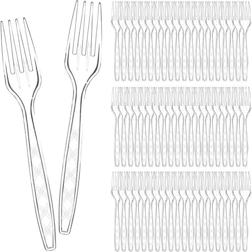 Forchette Plastica Riutilizzabili, 50 Pezzi Set di Posate Plastica Robuste e Durature, Ideali per Eventi Aperti e Chiusi, Feste di Compleanno, Catering, Matrimoni, Uso Pratico e Resistente