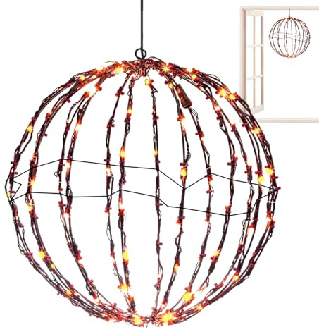 Generisch LED Lichtkugel - Faltbare Weihnachtskugel Lichterkugel - Kugelförmige Festbeleuchtung Deko Für Baum Terrasse Garten Haus Innenhof Nacht Holiday