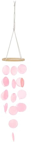 QUARKZMAN Giroscopio In Legno Conchiglia, 88 cm Giroscopio Da Esterno Soltanto Con Conchiglie Naturali Per Decorazione Casa Mare Terrazza Estate, Rosa