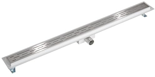 Canale di Scarico Doccia, Sistemi Drenaggio a Terra Pavimento, Set completo con Griglia Acciaio Inox, Valvola Antiodore, Griglia Rimovibile, Canaline, Filtro Doccia - 100cm
