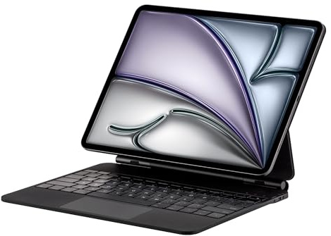 AZERTY-Layout Magic Keyboard Case per iPad Air da 13 e iPad Pro da 12,9, trackpad, 7 colori, ultra sottile (nero, Fr-AZERTY, iPad Air13 (M3/M2) / Pro12,9 (3, 4, 5, 6° gen)