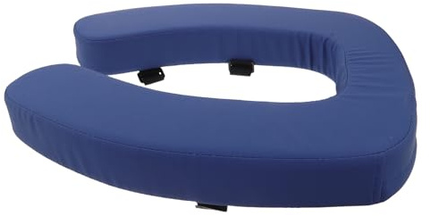 DECOMELODY Cojín Acolchado para Asiento de Inodoro Azul, Elevador Grueso con Esponja de Alta Densidad, Funda con Cierre Ajustable Tipo Gancho y Bucle para Baño, Soporte Cómodo para Personas