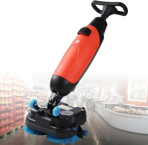 ShaiVrissian Electric Washer and Dryer,Commercial Floor Scrubber-Dryer,17 Inch Cleaning Width,12000 Ft²/H Cleaning Capacity,Waterproof Charging Port,for Tile,Hardwood,Carpet,Offices Red
