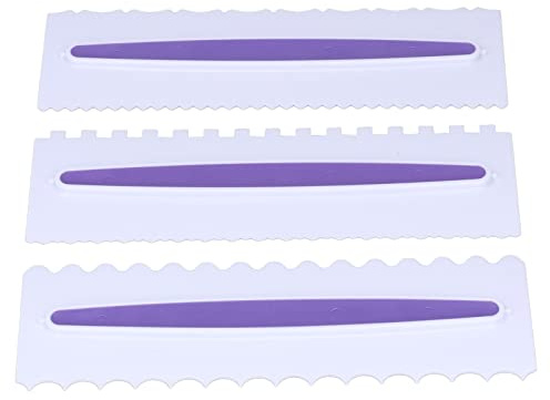 Pwshymi 3st Tålig Tårtskrapa i Plast för Enkel Glasyr Att Jämna Ut och Dekorera Tårtor, Glansig Ytdesign, 23 X 7,5 Cm
