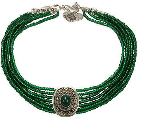 Alpenflüstern Trachten-Perlen-Kropfkette Josepha - Elegante Trachtenkette - nostalgischer Damen-Trachtenschmuck, Filigrane Dirndlkette in traditionellen Farben DHK185