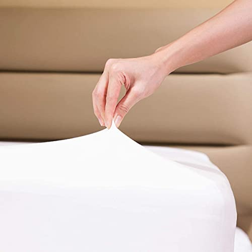 Family Bedding King Size Fitted Sheets Deep Fit | Fitted Bottom Sheet King Jersey Cotton | Deep Pocket Fitted Sheet King | Bedsheet For Kingsize Bed (King, White)