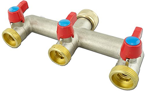 3-Wege Verteiler Anschluss 3/4 IG flachdichtend 3-Fach-Ventile