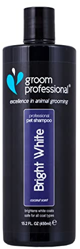 GROOM PROFESSIONAL Bright White Dog Shampoo - Coat Whitening Shampoo for Dogs - Enhances White Tones - Deep Cleansing Formula for Dirty Coats - Added Coconut Oil for Soothing Dry or Itchy Skin, 450ml