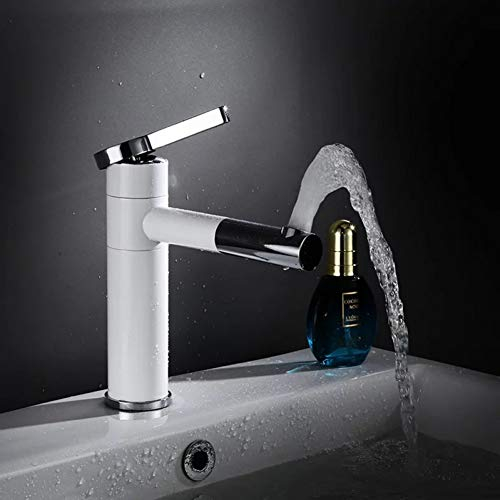 Waschtischarmaturen YHSGY Schwenkauslauf Messing Weiß Und Chrom-Finish Bad Wasserhahn Vanity Vessel Sinks Mixer Kalt-Und Warmwasserhahn