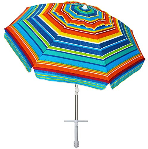 AMMSUN Strandschirme für Sand, strapazierfähig, winddicht, tragbar, 2 m | Sandanker, UV 50+ Schutz, inklusive Tragetasche, Druckknopfneigung, leicht, einfache Einrichtung, aktives Sonnenfeuer