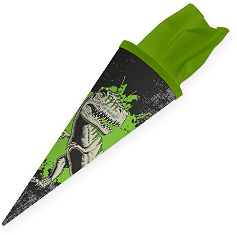 itenga Geschwister Schultüte Zuckertüte T-Rex mit Filzverschluss Schule Einschulung Schulanfang 35 cm