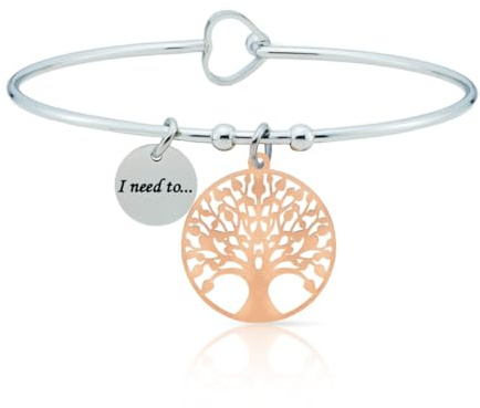 SAGA GIOIELLI BRACCIALE RIGIDO DONNA FRASI PENSIERI PAROLE EMOZIONALE INCISIONE ACCIAIO CUORE ROSE'