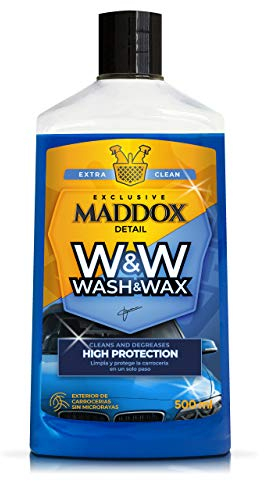 Wash & Wax 500 ml | Shampooing sans eau Voiture | Nettoyage Voiture Extérieur en Profondeur | Protection et brillance avec Cire de Carnauba | Renovateur Plastiques Multifonction